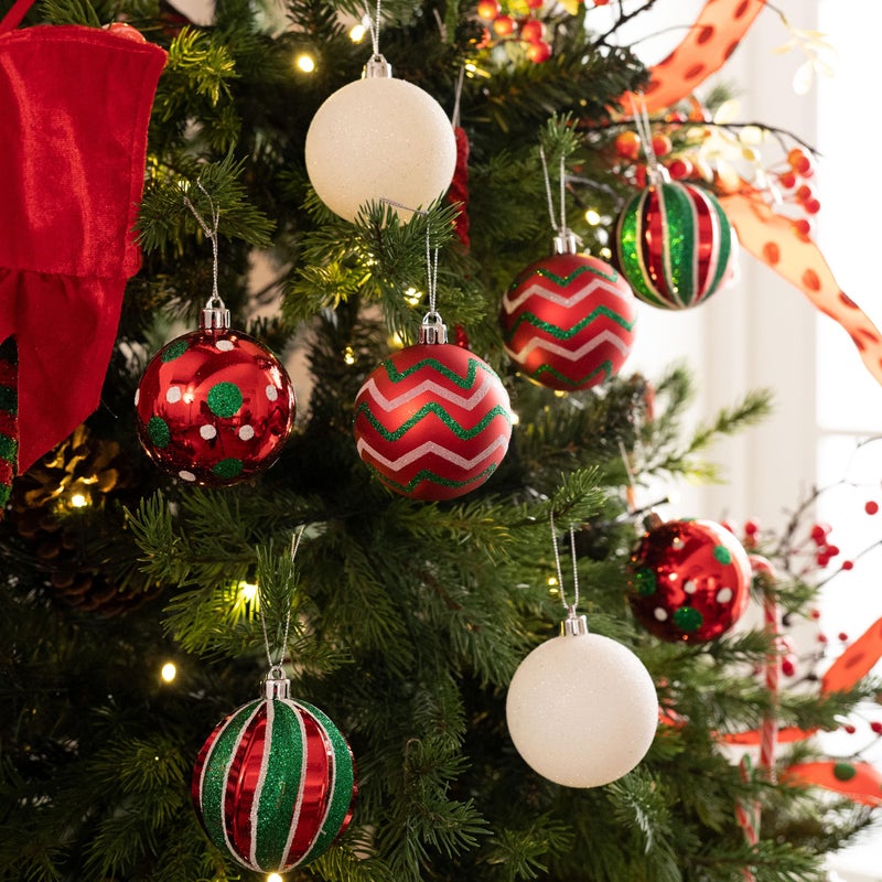 Valery Madelyn Christmas Ornaments Tree Decorations, 35ct Red Green White Shatterproof Large Christmas Ball Ornaments Set, 2.76 Inch Decorative Hanging Ornament Bulk for Xmas Holiday Party Decor - Image 2